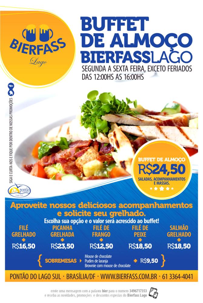 Buffet de almoço BierFass Lago - Promoções Anteriores - Pontão do Lago Sul