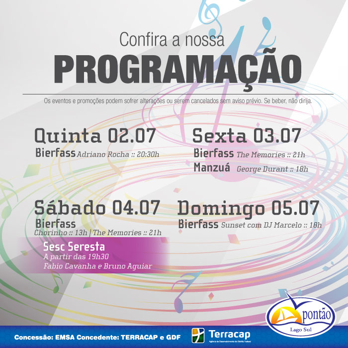 Pontao - Programao da Semana